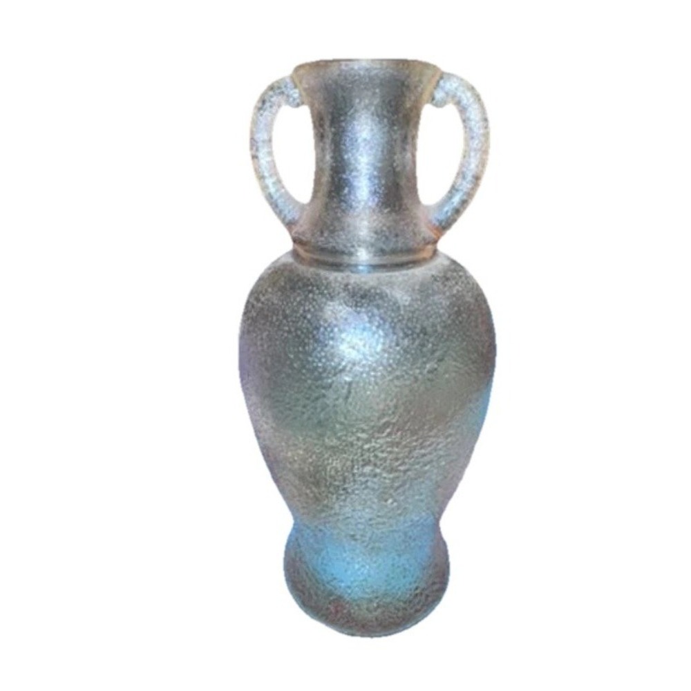 Vintage Stippled‎ Marigold Carnival White Blown Glass Urn Vase Handles
